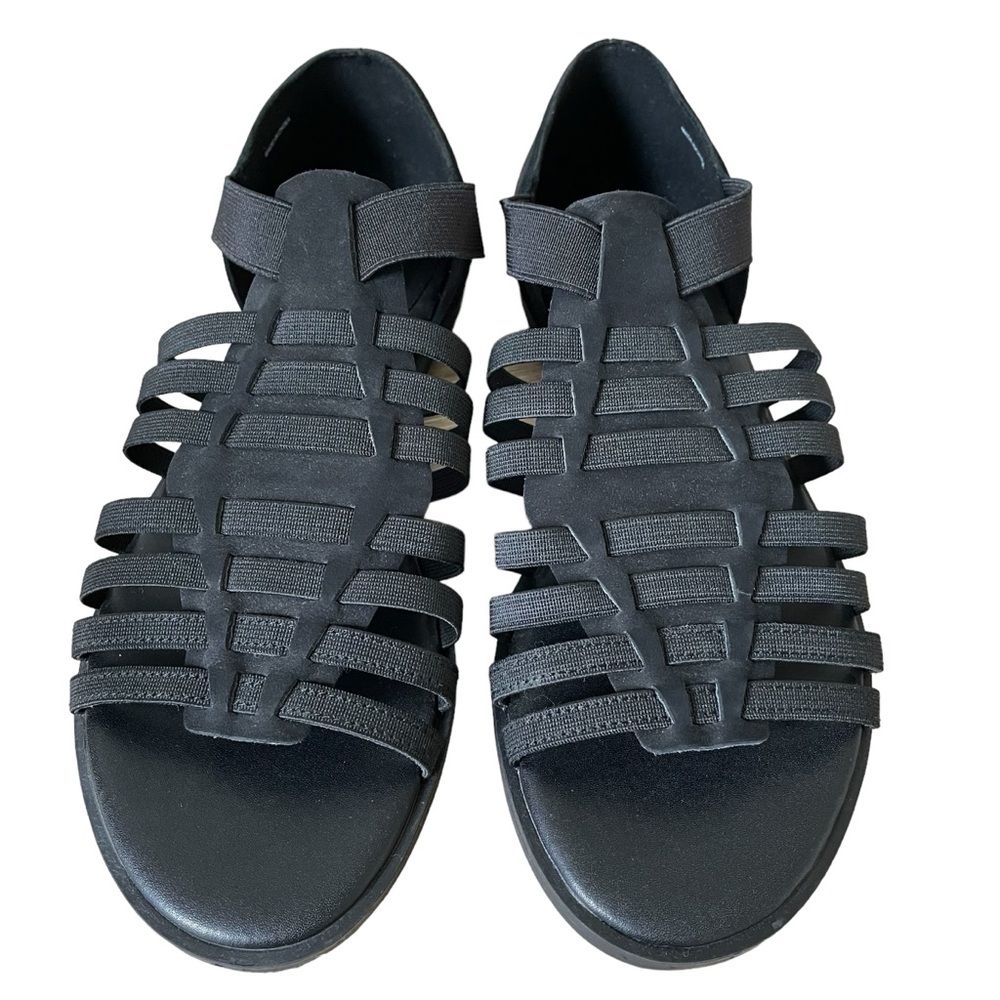 Eileen Fisher Rato Sandal Black Tumbled Nubuck Size 6 Minimalist Vacation Travel
